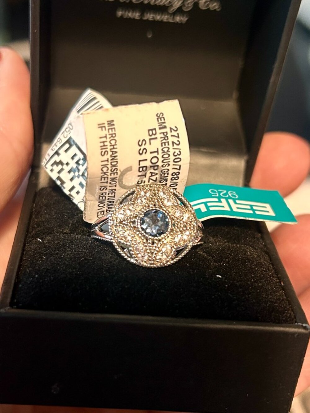 EFFY Blue Topaz Sterling Silver ring size 7